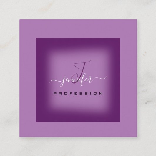 紫バイオレットメイクモノグラム名ソーシャルメディア スクエア名刺 (正面)