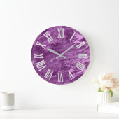 紫バイオレットメタリックグレーシルバーローマ数字 ラージ壁時計 (ホーム)