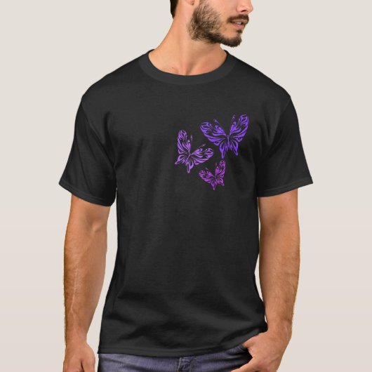 紫バタフライグラフィックティー Tシャツ (正面)