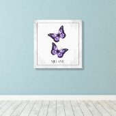 紫バタフライフローラキャンバス印刷 キャンバスプリント (インサイチュ (ウッドフロア))