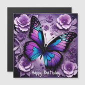 紫バタフライフローラ誕生日磁気カード (正面/裏面)