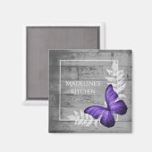 紫バタフライ素朴マグネット マグネット (正面/裏面)