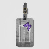 紫バタフライ素朴ラゲッジタグ ラゲッジタグ (正面縦)