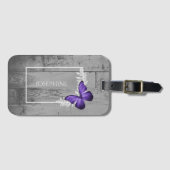 紫バタフライ素朴ラゲッジタグ ラゲッジタグ (正面横)
