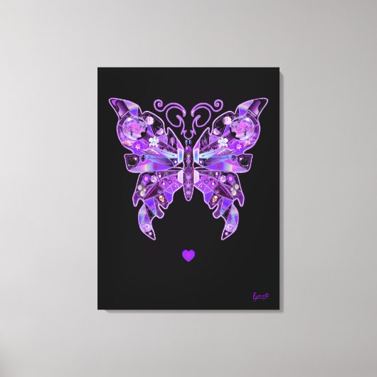 紫バタフライ31ノートブック キャンバスプリント (正面)