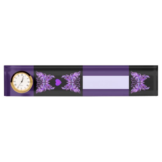 紫バタフライ31ノートブック デスクネームプレート (正面)
