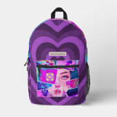 紫バッグ プリントバックパック (正面)