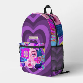 紫バッグ プリントバックパック