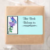 紫バラと蝶ブックラベル ラベル (インサイチュ)