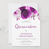 紫バラキンセアニェラパーティーアーチ 招待状 (正面)