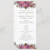 紫バラコーラルピンク結婚フローラの儀式 プログラム (正面/裏面)