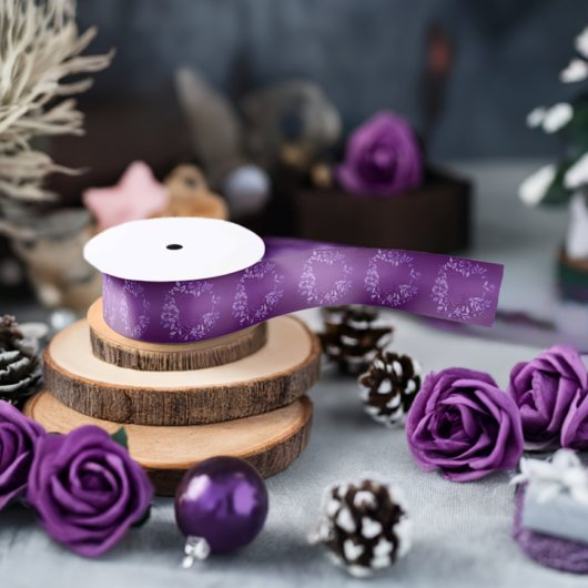 紫バラサテンリボン（幅： 1.5インチ） サテンリボン