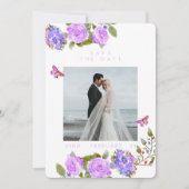 紫バラリボンモノグラム結婚写真 セーブザデート (正面)