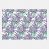 紫バラ水彩手色彩の鮮やか形 ラッピングペーパーシート (正面3)