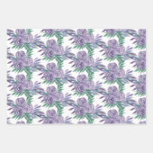 紫バラ水彩手色彩の鮮やか形 ラッピングペーパーシート (正面3)