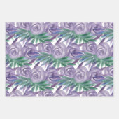 紫バラ水彩手色彩の鮮やか形 ラッピングペーパーシート (正面2)