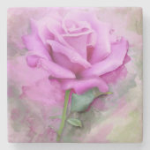   紫バラ水色フローラ ストーンコースター (正面)