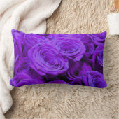 紫バラ紫鮮やか青の花 ランバークッション (ブランケット)