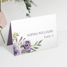 紫バラ結婚花テーブルカード テーブルナンバー