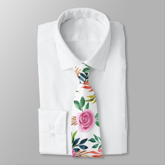 紫バラ花花柄 ネクタイ (タイ)