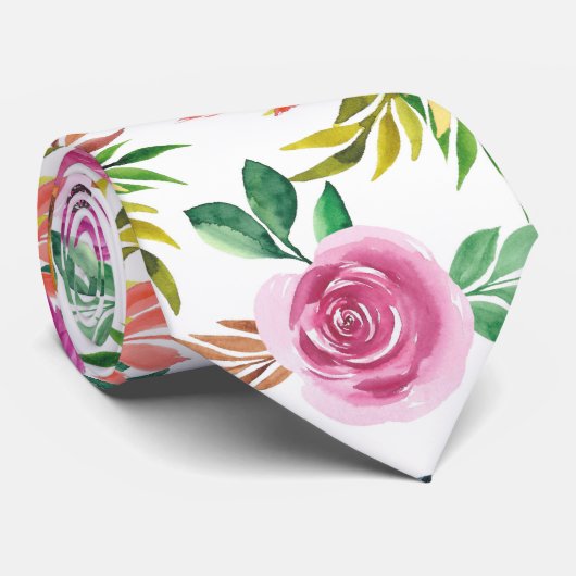 紫バラ花花柄 ネクタイ (ロール)