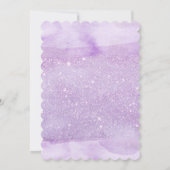 紫バルミツワー、水彩、紫、グリッター 招待状 (裏面)
