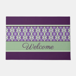 紫パターン（の模様が）ある入り ドアマット