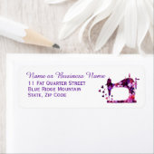 紫パッチワークキルト裁縫機 ラベル (インサイチュ)