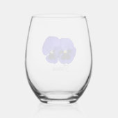 紫パンジーとスタイル付き名前フローラ ステムなしワイングラス (裏面)