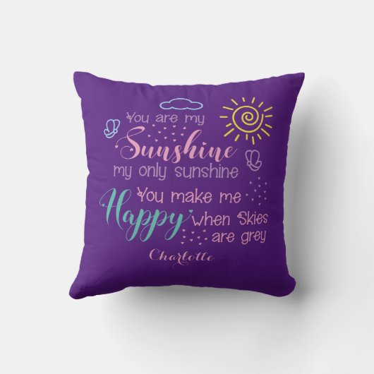 紫パーソナライズされたお前は俺の光だ クッション (裏面)