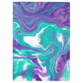 紫パーソナライズされたとティール(緑がかった色)の大理石の流動的アート クリップボード (裏面)