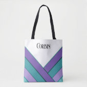 紫パーソナライズされたとティール(緑がかった色) トートバッグ (正面)