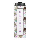 紫パーソナライズされたとピンクのカップケーキ タンブラー (正面)