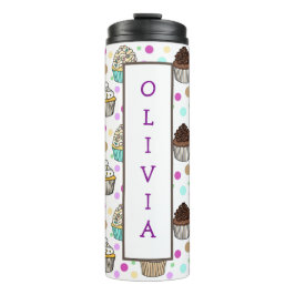 紫パーソナライズされたとピンクのカップケーキ タンブラー