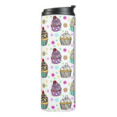 紫パーソナライズされたとピンクのカップケーキ タンブラー (回転左)