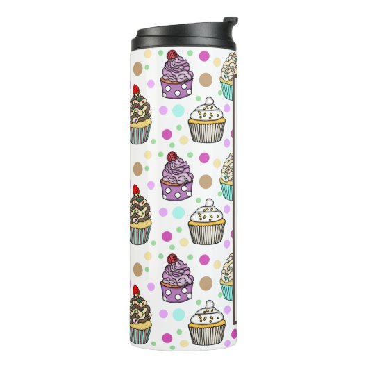 紫パーソナライズされたとピンクのカップケーキ タンブラー (回転左)