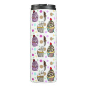 紫パーソナライズされたとピンクのカップケーキ タンブラー (裏面)