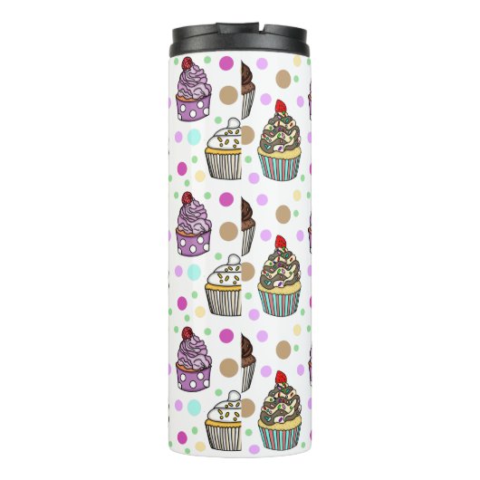 紫パーソナライズされたとピンクのカップケーキ タンブラー (裏面)