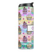 紫パーソナライズされたとピンクのカップケーキ タンブラー (回転左)