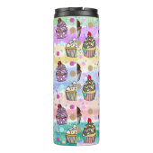 紫パーソナライズされたとピンクのカップケーキ タンブラー (裏面)