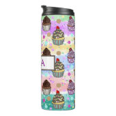 紫パーソナライズされたとピンクのカップケーキ タンブラー (回転右)