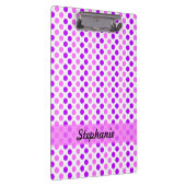 紫パーソナライズされたとピンクの水玉模様 クリップボード (右)