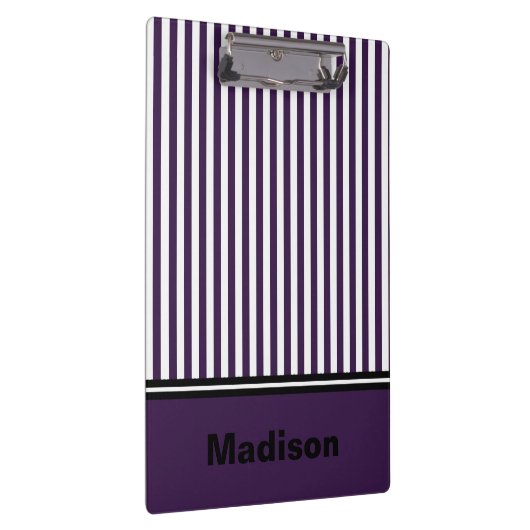 紫パーソナライズされたと白のクリップボストライプのード クリップボード (右)