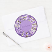 紫パーソナライズされたと白のフローラシール2 ラウンドシール (封筒)
