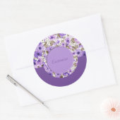 紫パーソナライズされたと白のフローラシール3 ラウンドシール (封筒)