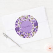 紫パーソナライズされたと白のフローラシール ラウンドシール (封筒)
