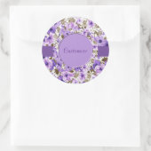 紫パーソナライズされたと白のフローラシール ラウンドシール (バッグ)