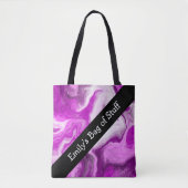 紫パーソナライズされたと白の大理石の渦巻き トートバッグ (正面)