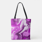 紫パーソナライズされたと白の大理石の渦巻き トートバッグ (裏面)