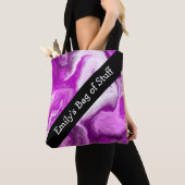 紫パーソナライズされたと白の大理石の渦巻き トートバッグ (クローズアップ)